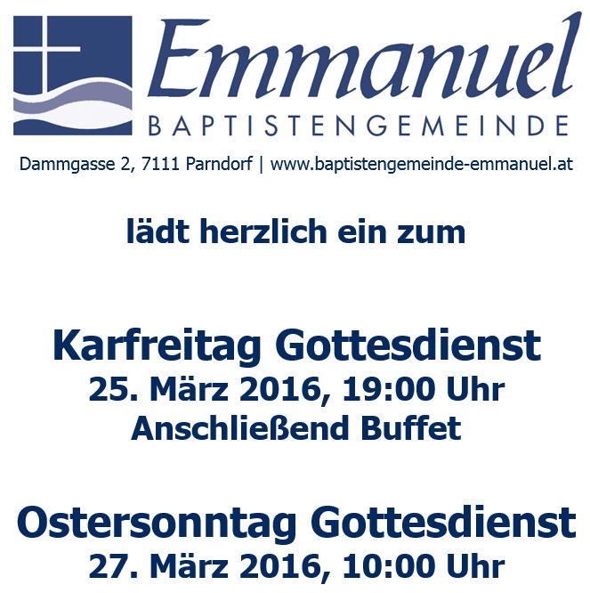 Gottesdienste zu Ostern 2016