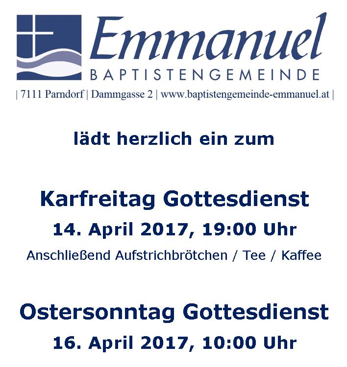 Gottesdienste zu Ostern 2017